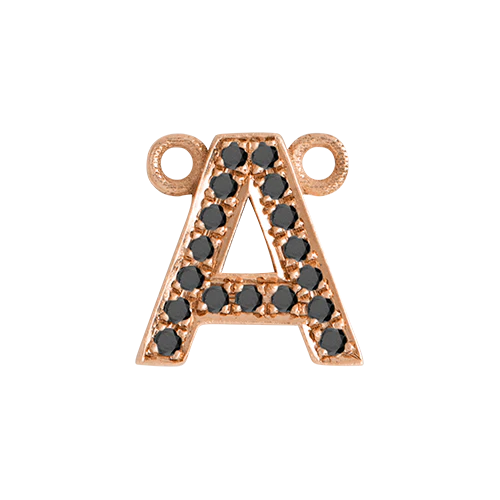 Black Diamond + 14k Rose Gold Letter Charm - Image 2