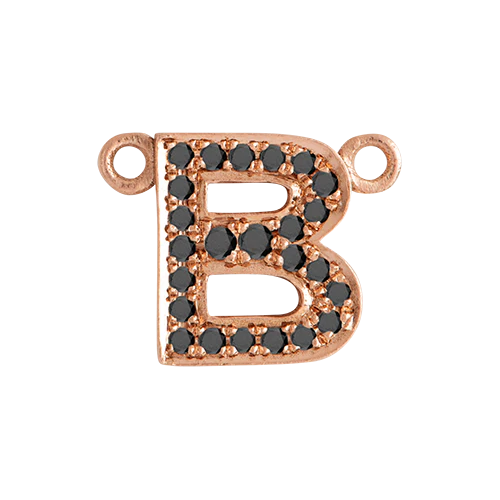 Black Diamond + 14k Rose Gold Letter Charm - Image 3