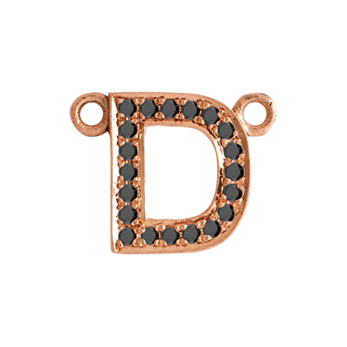 Black Diamond + 14k Rose Gold Letter Charm - Image 5