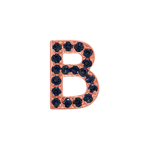 Black Diamond + 14k Rose Gold Letter Charm - Image 2