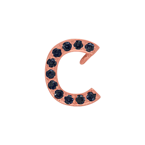 Black Diamond + 14k Rose Gold Letter Charm - Image 3