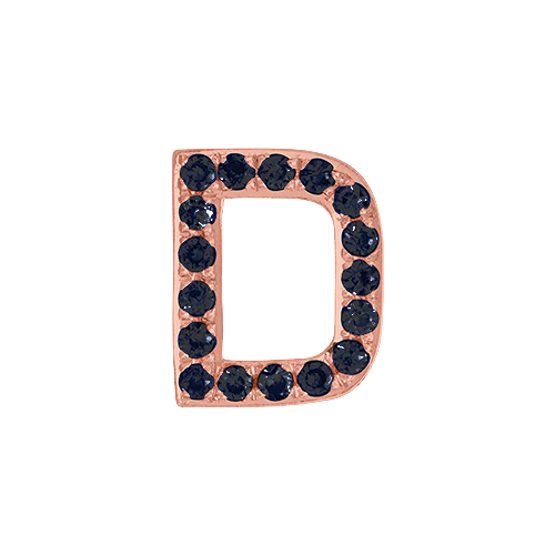 Black Diamond + 14k Rose Gold Letter Charm - Image 4