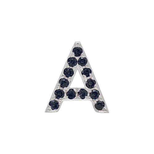 Black Diamond + 14k White Gold Letter Charm