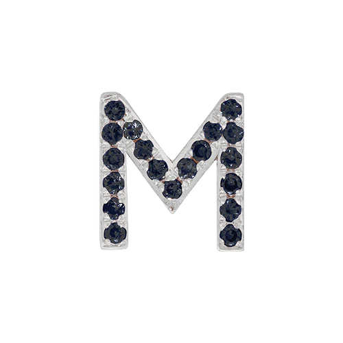 Black Diamond + 14k White Gold Letter Charm - Image 13
