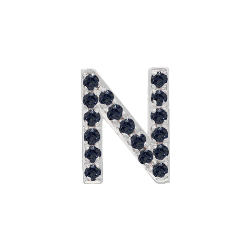 Black Diamond + 14k White Gold Letter Charm - Image 14