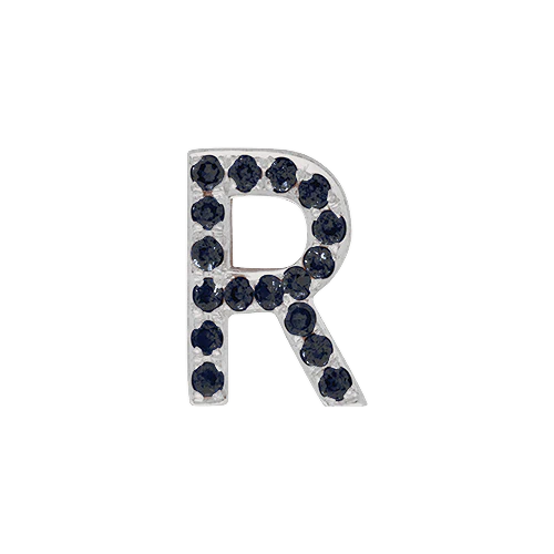 Black Diamond + 14k White Gold Letter Charm - Image 18