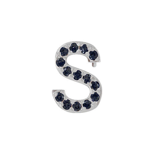 Black Diamond + 14k White Gold Letter Charm - Image 19