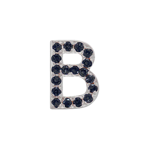 Black Diamond + 14k White Gold Letter Charm - Image 2