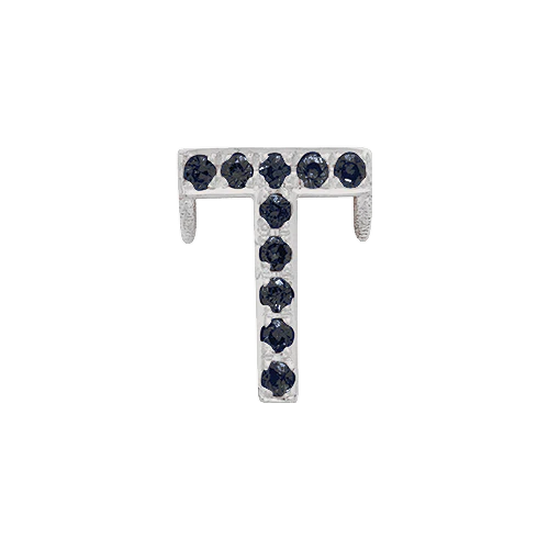 Black Diamond + 14k White Gold Letter Charm - Image 20
