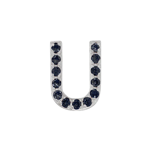 Black Diamond + 14k White Gold Letter Charm - Image 21
