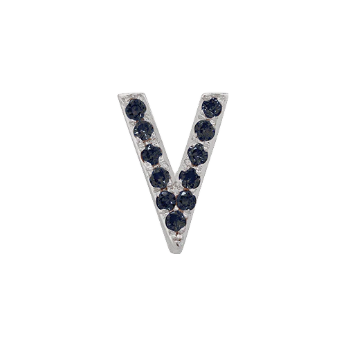 Black Diamond + 14k White Gold Letter Charm - Image 22