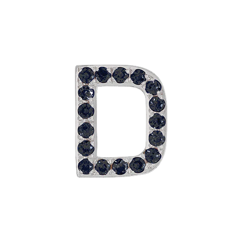Black Diamond + 14k White Gold Letter Charm - Image 4