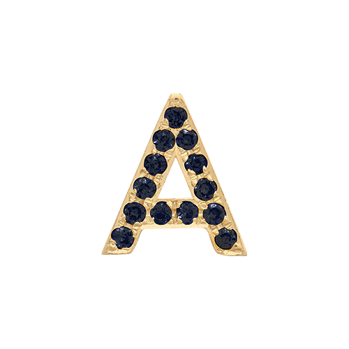 Black Diamond + 14k Yellow Gold Letter Charm