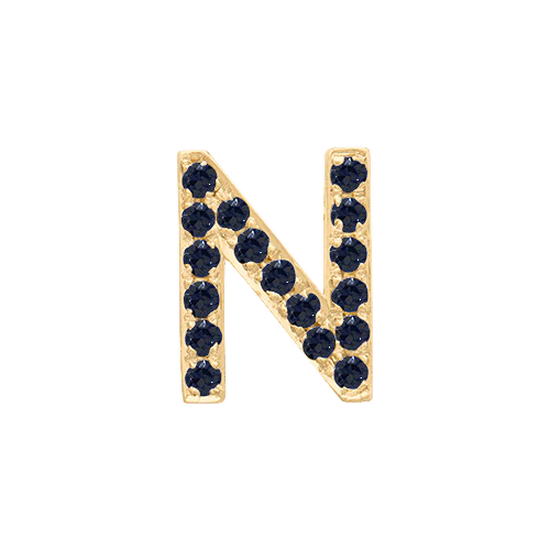 Black Diamond + 14k Yellow Gold Letter Charm - Image 14