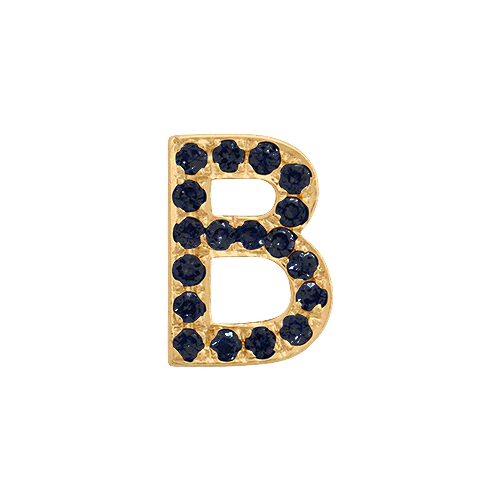 Black Diamond + 14k Yellow Gold Letter Charm - Image 2