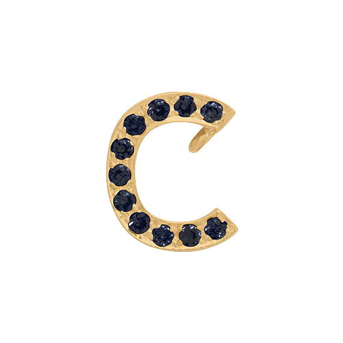 Black Diamond + 14k Yellow Gold Letter Charm - Image 3