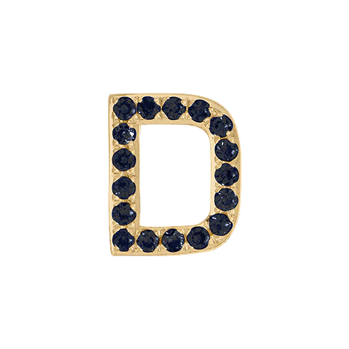 Black Diamond + 14k Yellow Gold Letter Charm - Image 4