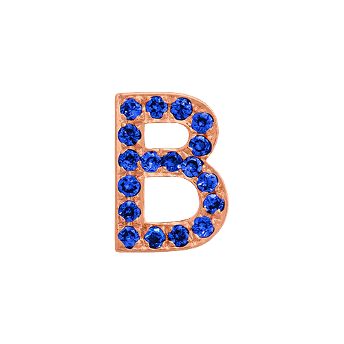 Blue Sapphire + 14k Rose Gold Letter Charm - Image 2