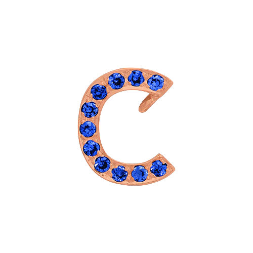 Blue Sapphire + 14k Rose Gold Letter Charm - Image 3
