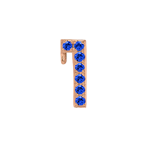 Blue Sapphire + 14k Rose Gold Number Charm - Image 2