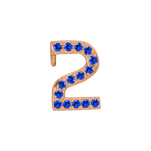 Blue Sapphire + 14k Rose Gold Number Charm - Image 3