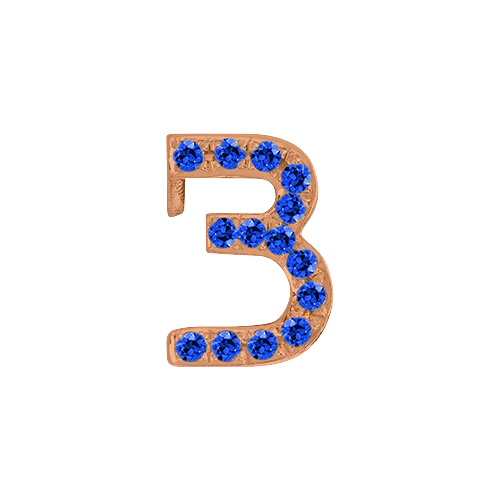 Blue Sapphire + 14k Rose Gold Number Charm - Image 4