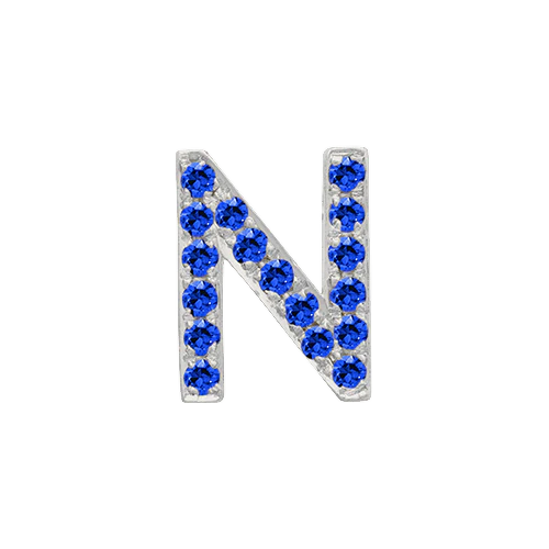 Blue Sapphire + 14k White Gold Letter Charm - Image 14