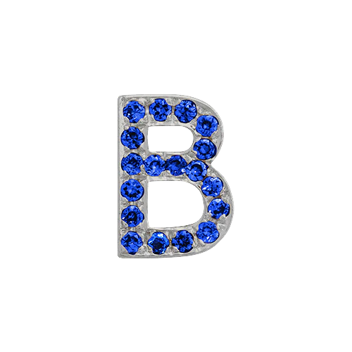 Blue Sapphire + 14k White Gold Letter Charm - Image 2