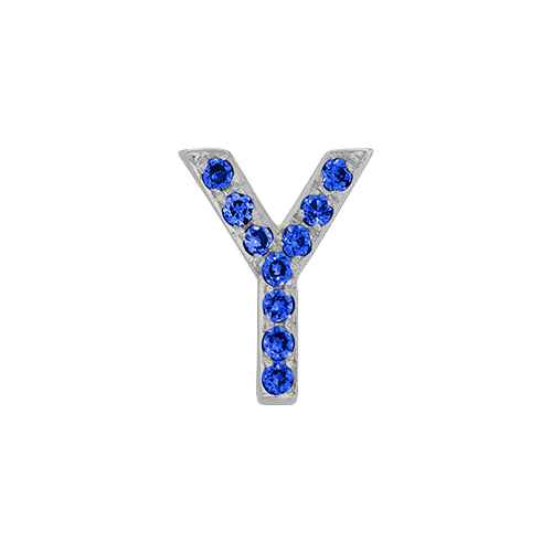 Blue Sapphire + 14k White Gold Letter Charm - Image 25