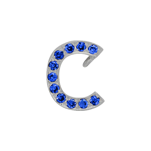 Blue Sapphire + 14k White Gold Letter Charm - Image 3