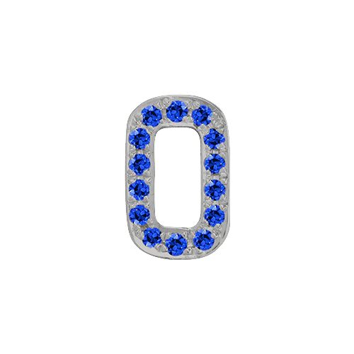 Blue Sapphire + 14k White Gold Number Charm
