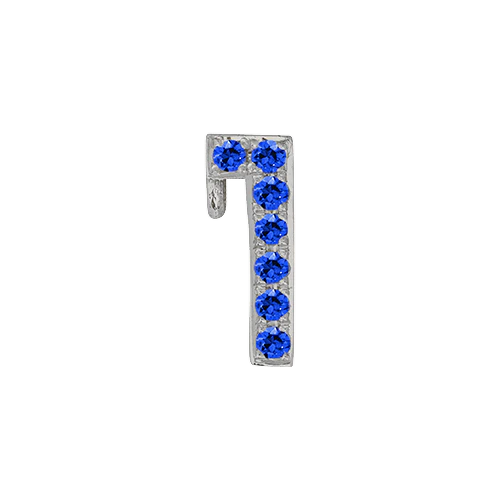 Blue Sapphire + 14k White Gold Number Charm - Image 2