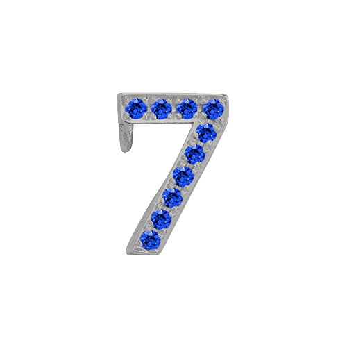 Blue Sapphire + 14k White Gold Number Charm - Image 8