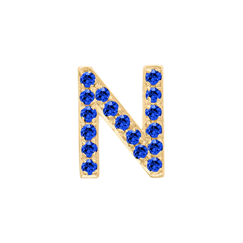 Blue Sapphire + 14k Yellow Gold Letter Charm - Image 14