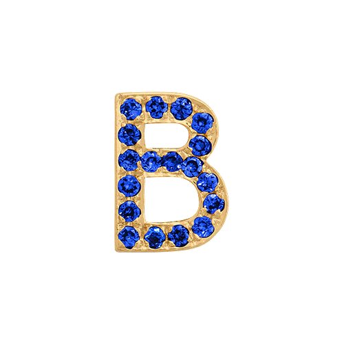 Blue Sapphire + 14k Yellow Gold Letter Charm - Image 2