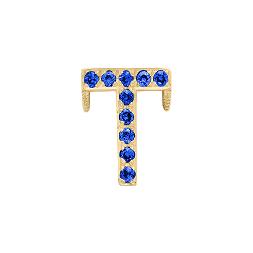 Blue Sapphire + 14k Yellow Gold Letter Charm - Image 20