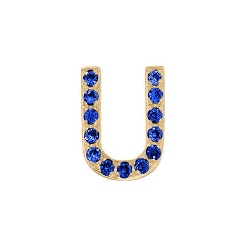 Blue Sapphire + 14k Yellow Gold Letter Charm - Image 21