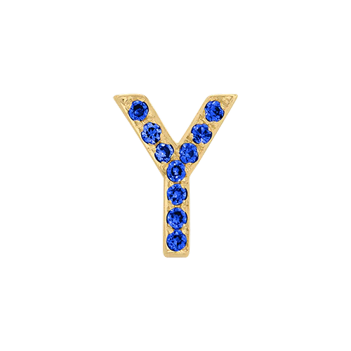 Blue Sapphire + 14k Yellow Gold Letter Charm - Image 25