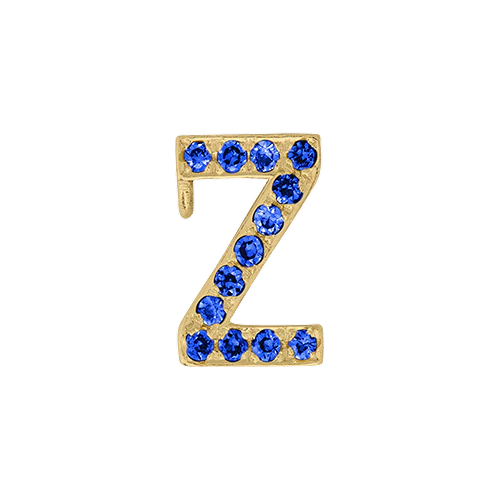 Blue Sapphire + 14k Yellow Gold Letter Charm - Image 26
