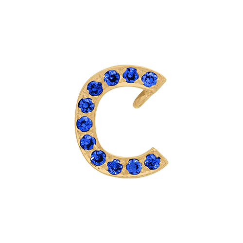 Blue Sapphire + 14k Yellow Gold Letter Charm - Image 3
