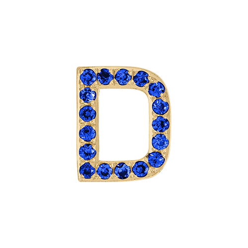 Blue Sapphire + 14k Yellow Gold Letter Charm - Image 4