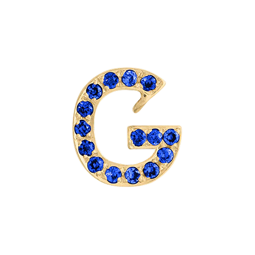 Blue Sapphire + 14k Yellow Gold Letter Charm - Image 7