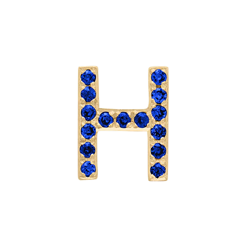 Blue Sapphire + 14k Yellow Gold Letter Charm - Image 8