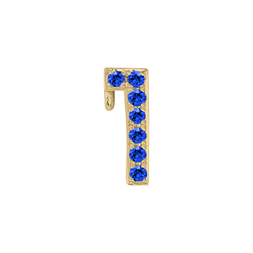 Blue Sapphire + 14k Yellow Gold Number Charm - Image 2