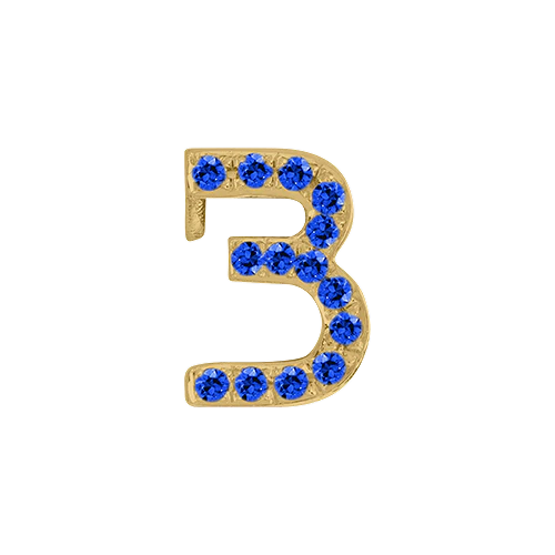 Blue Sapphire + 14k Yellow Gold Number Charm - Image 4