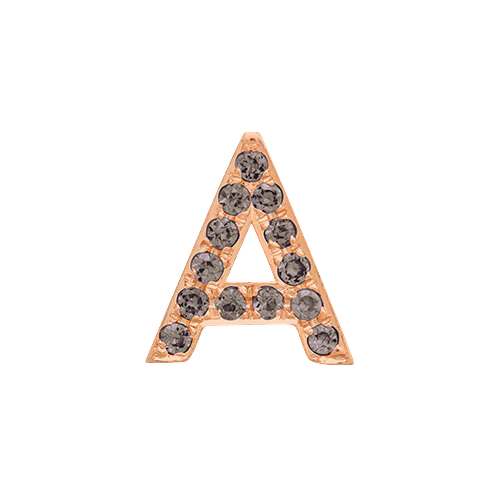 Brown Diamond + 14k Rose Gold Letter Charm