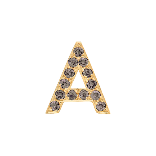 Brown Diamond + 14k Yellow Gold Letter Charm