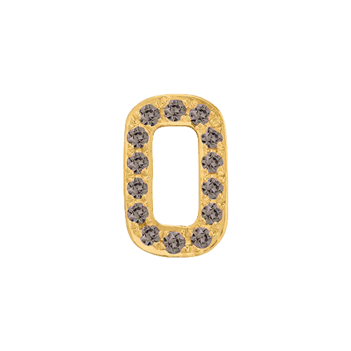 Brown Diamond + 14k Yellow Gold Number Charm