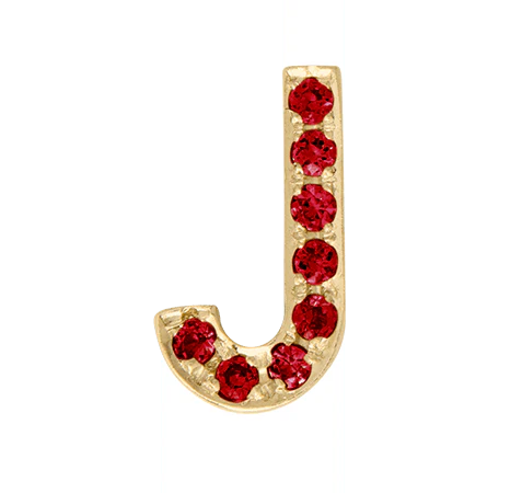 Yellow Gold, Ruby Letter Bead - Image 12