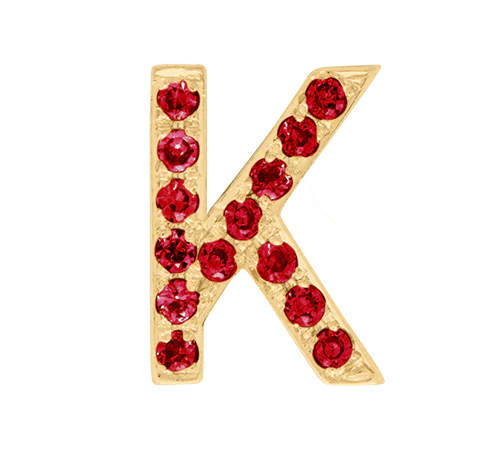 Yellow Gold, Ruby Letter Bead - Image 13